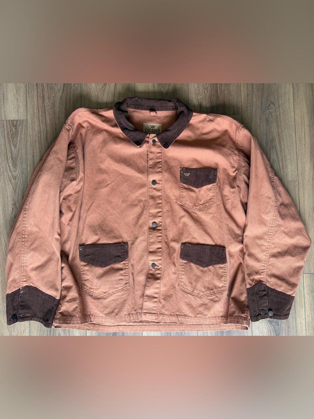 King Ranch Canvas Chore Jacket 3XL Brown Corduroy Trim Western Ranchwear Coat